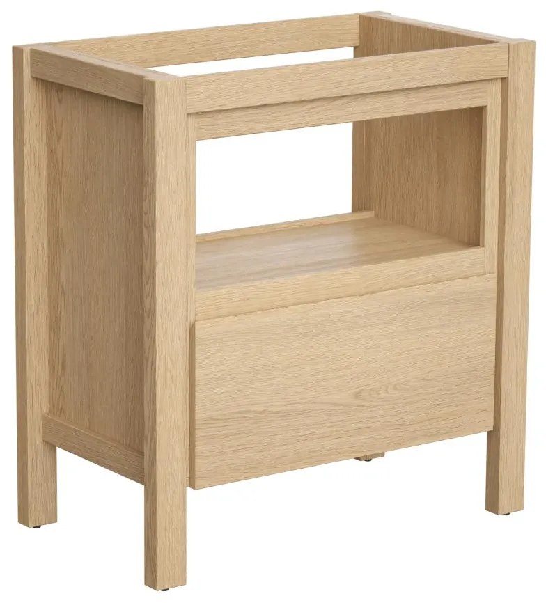 Szafka pod umywalkę z półką do przechowywania - Okleina dębowa - 80 cm - COSMOTI