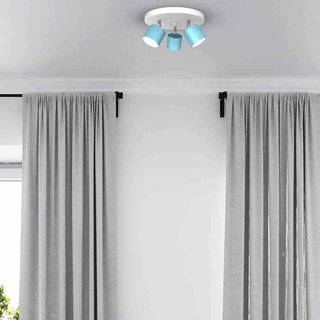 Lampa sufitowa DIXIE BLUE/WHITE 3xGX53, potrójna, na kole, niebieska, kierunkowa