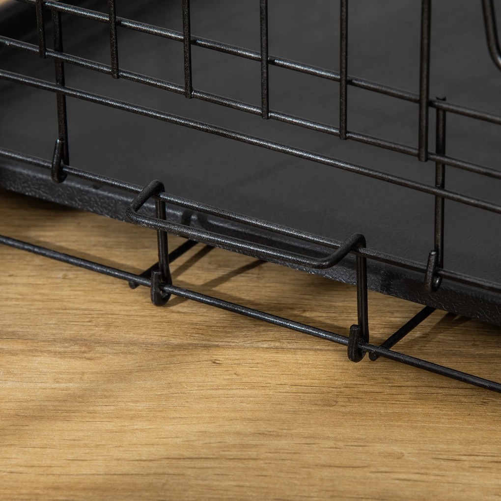 PawHut Klatka Transportowa dla Psa Rozmiar M Bezpieczny Transport Czarna Wytrzymała 76x46x52cm | Aosom PL