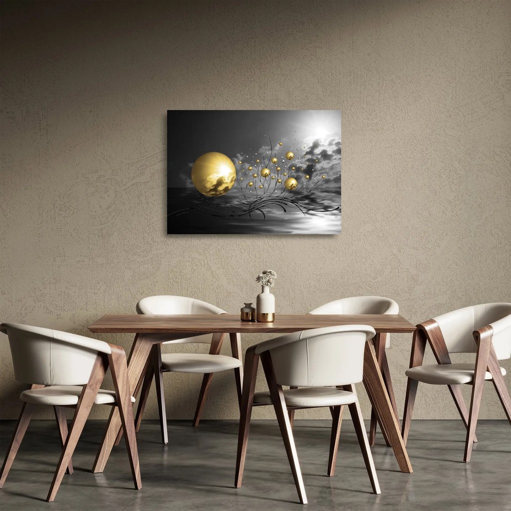 Obraz na szkle - kule w kolorze ochry (70x50 cm)