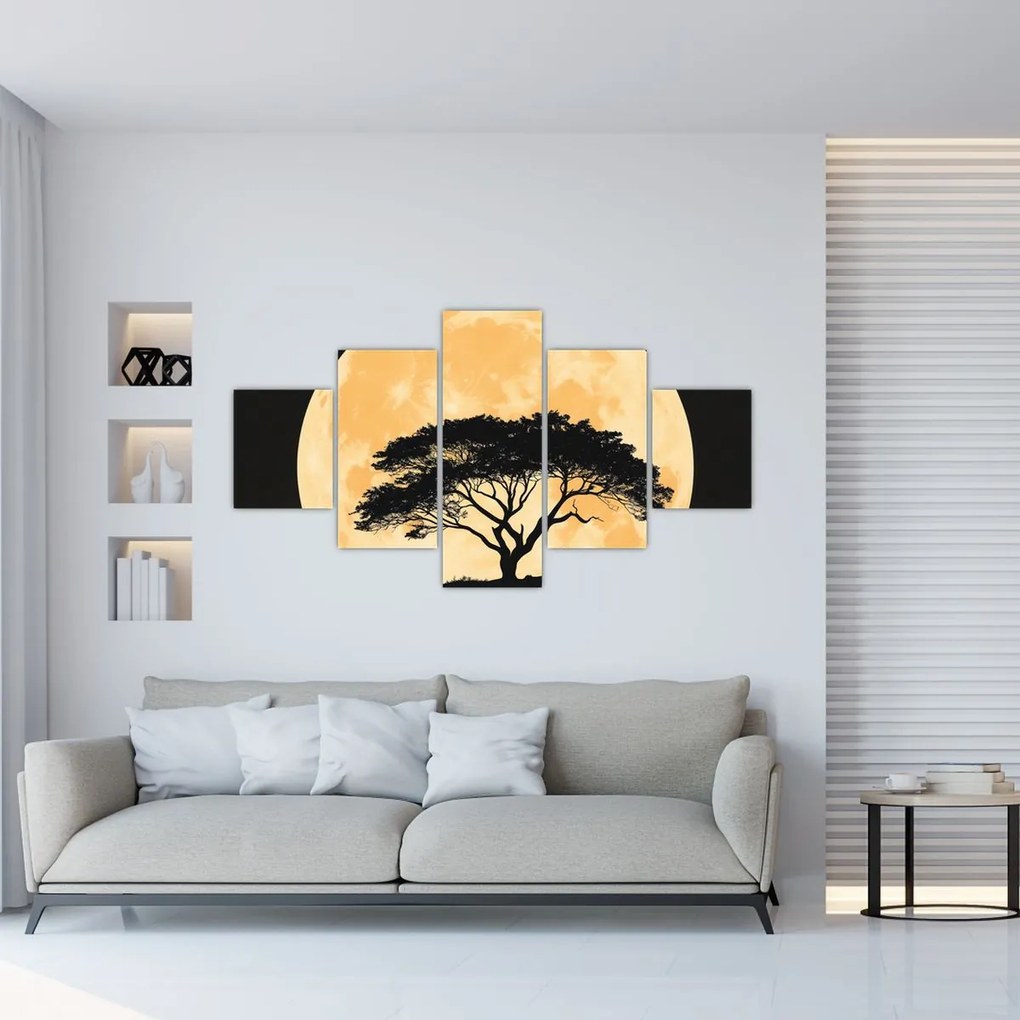 Obraz – Drzewo w złotej pełni księżyca II. (125x70 cm)