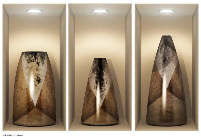 Zestaw 3 naklejek 3D Ambiance Wooden Vases