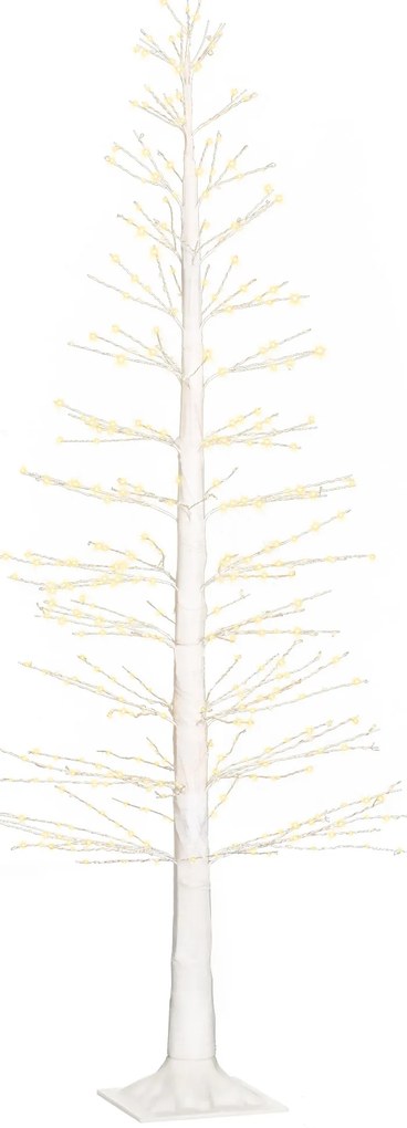 HOMCOM Sztuczna Tanna z Oświetleniem LED, 180 cm Wysokość, Realistyczna Kora, Biały