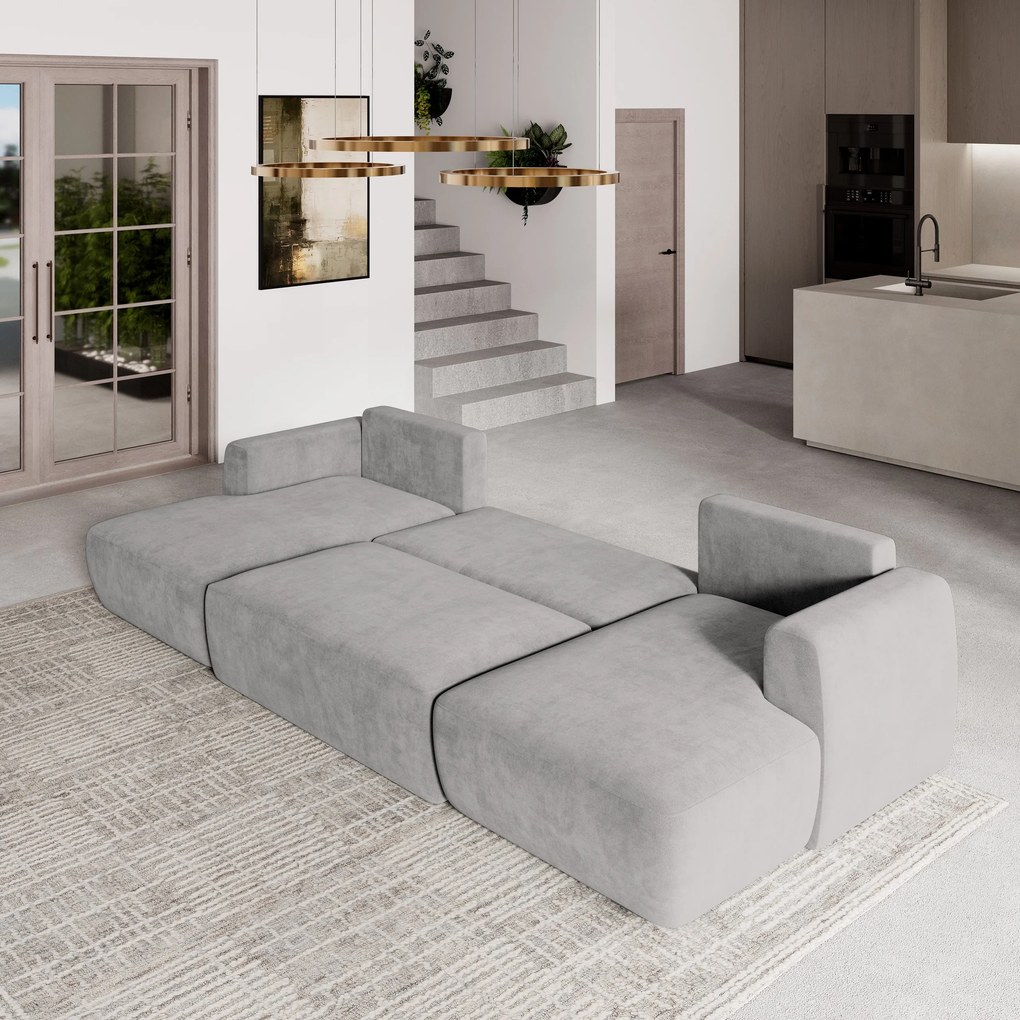 Masseno Narożnik SENTUM z funkcją spania i pojemnikiem na pościel Narozniki U, Rozkładana sofa - Jasnoszary, PAROS 05