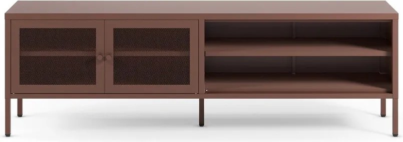 Bordowa metalowa szafka pod TV 160x50x35 cm Fayna – Marckeric