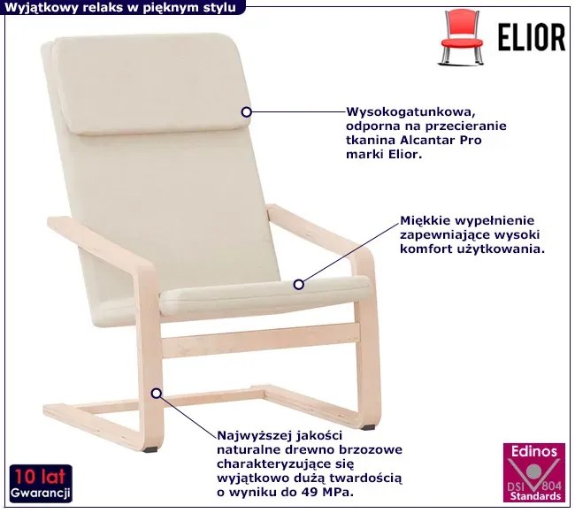 Kremowy tapicerowany fotel na płozach T5-G95