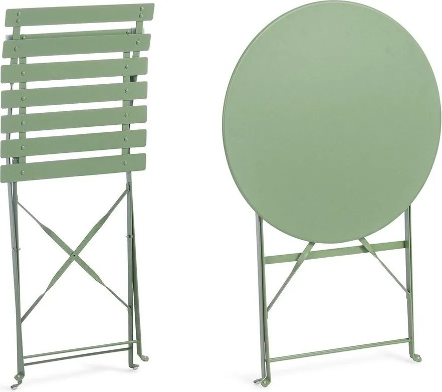 Szałwiowy stalowy zestaw mebli ogrodowych dla 2 osób Austin – Bizzotto