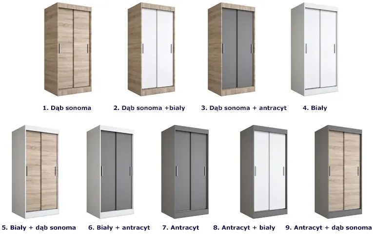 Szafa przesuwna dąb sonoma + antracyt H1-E04