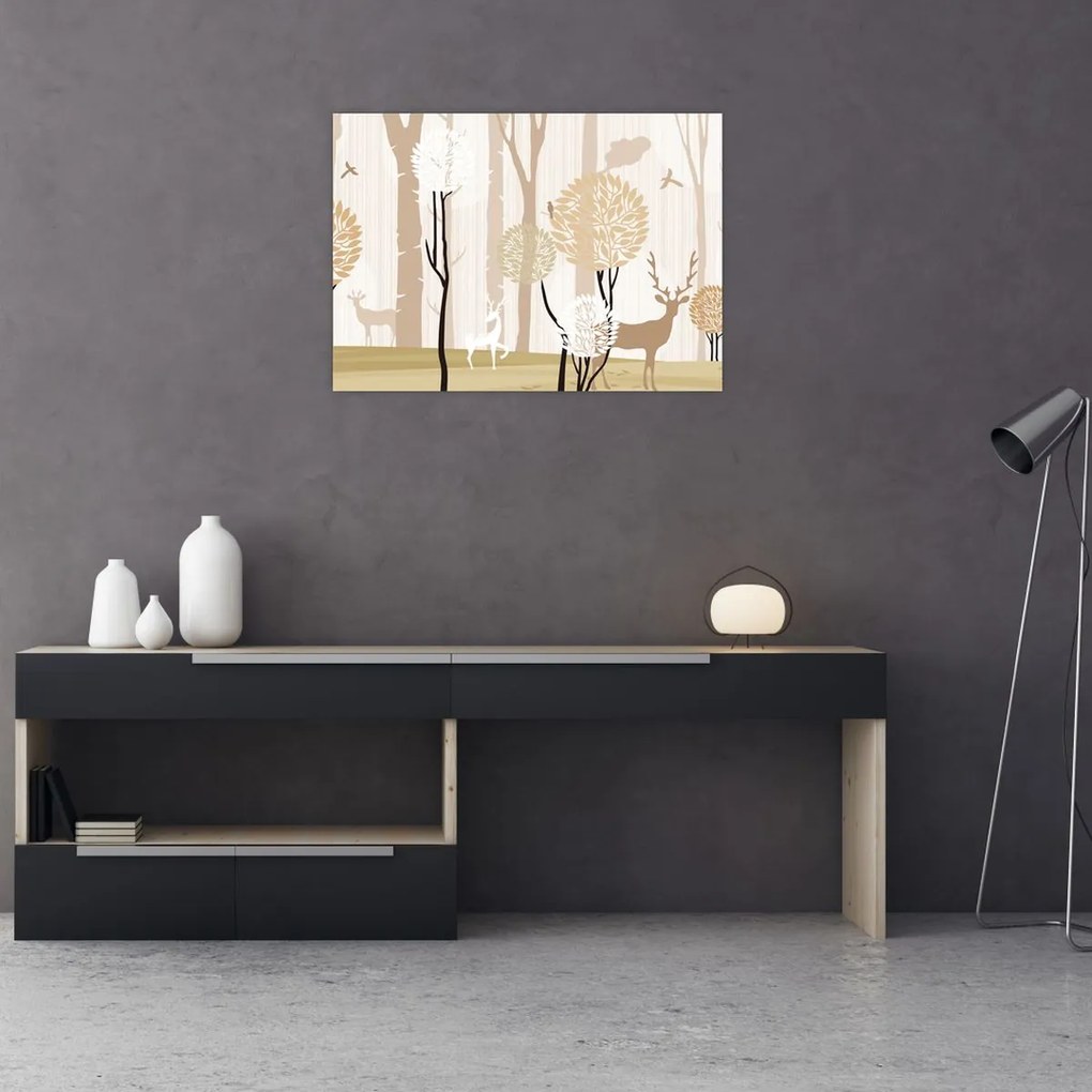 Obraz - Ilustrowany las (70x50 cm)