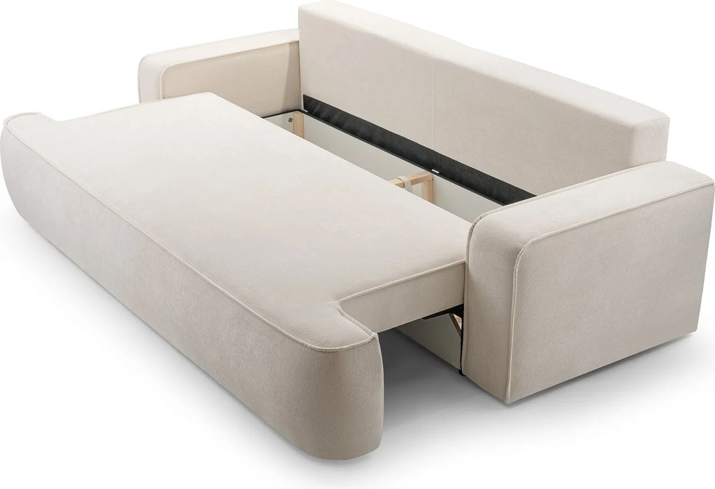 Masseno Sofa SOLO z funkcją spania i pojemnikiem na pościel, Rozkładana sofa - Beżowy, GERRA 10