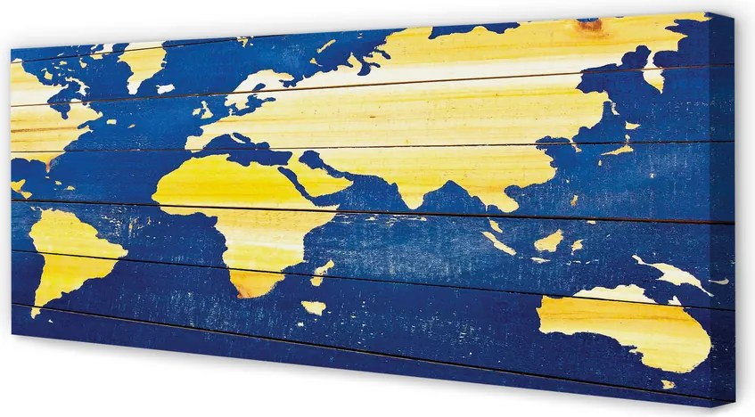 Duży obraz na płótnie Mapa na Niebieskim Drewnie