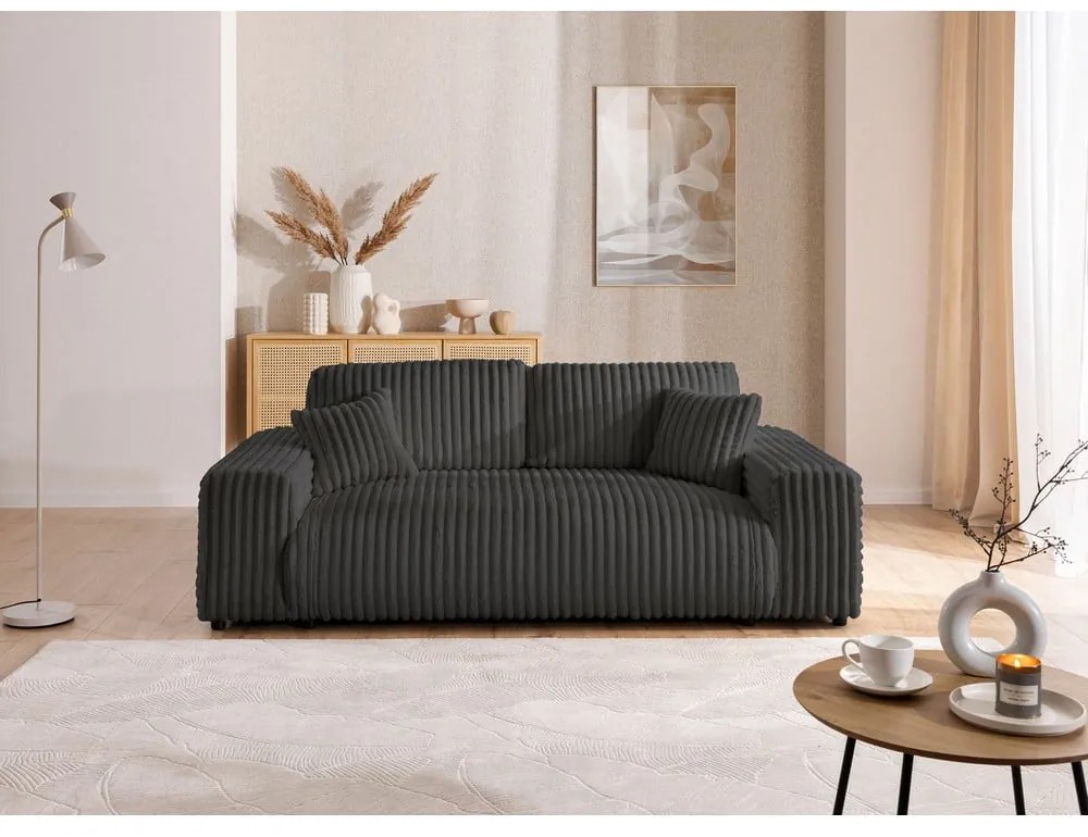 Ciemnoszara sztruksowa sofa 213 cm Justin – Ropez