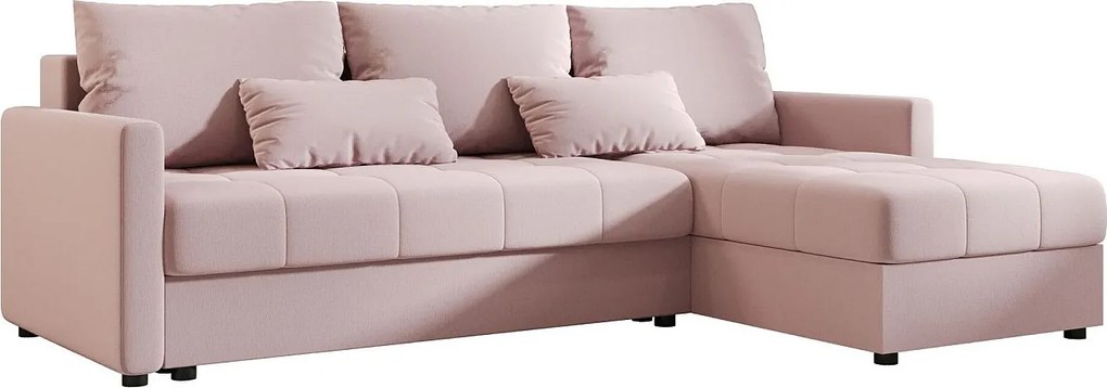 BEDANTE narożnik MOS L BIS Cosmic 14 różowy prawa z funkcją spania sofa w kształcie litery L z pojemnikiem na pościel sofa do salonu kanapa sofa rozkładana