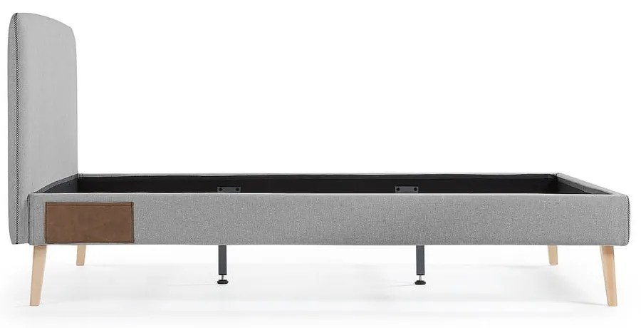 Szare łóżko 2-osobowe Kave Home Lydia, 160x200 cm