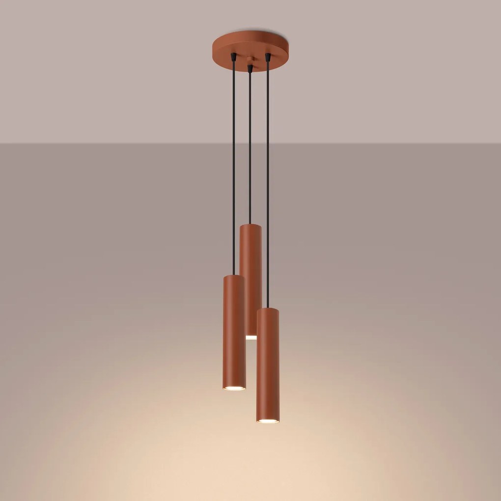 Lampa wisząca LAGOS 3P ochra czerwona SOLLUX LIGHTING