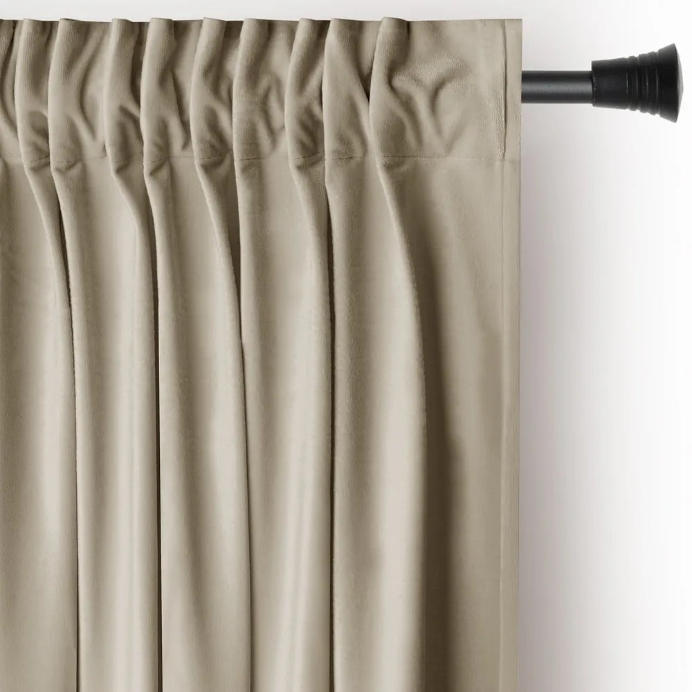 Brązowa/beżowa aksamitna zasłona częściowo zaciemniająca (dimout) 140x270 cm Pleat – Restilo