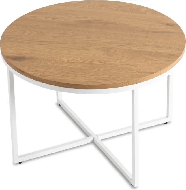 Stolik Kawowy HANTEL 70 cm Dąb Złoty/Biały Skandynawski