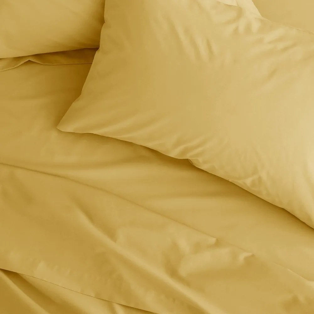 Żółte prześcieradło z perkalu z gumką 150x200 cm Easy Iron Percale – Catherine Lansfield