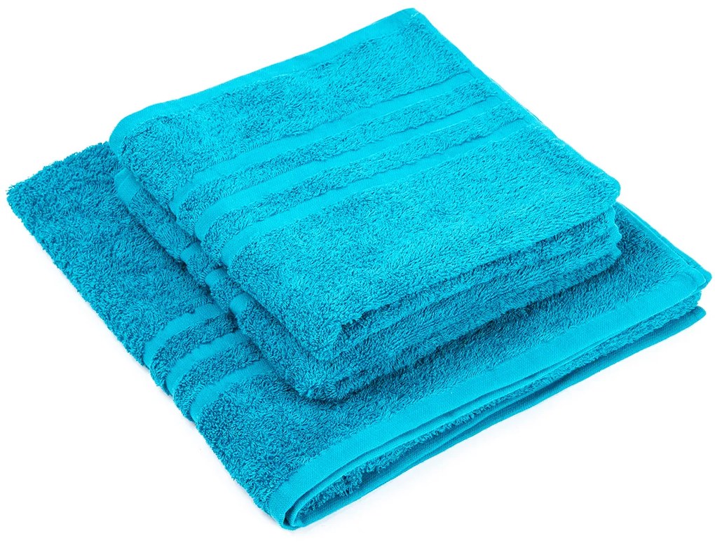 Zestaw ręczników „Classic” niebieski, 2 szt. 50 x 100 cm, 1 szt. 70 x 140 cm, 2 szt. 50 x 100 cm, 1 szt. 70 x 140 cm