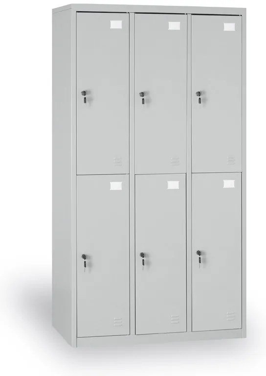 Szafka skrytkowa S2, 6 schowków, 1820 x 900 x 500 mm, demontaż, zamek cylindryczny, drzwi szare