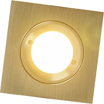 Zestaw 6 nowoczesnych, wpuszczanych reflektorów kwadratowych w kolorze złotym IP44 - Xena