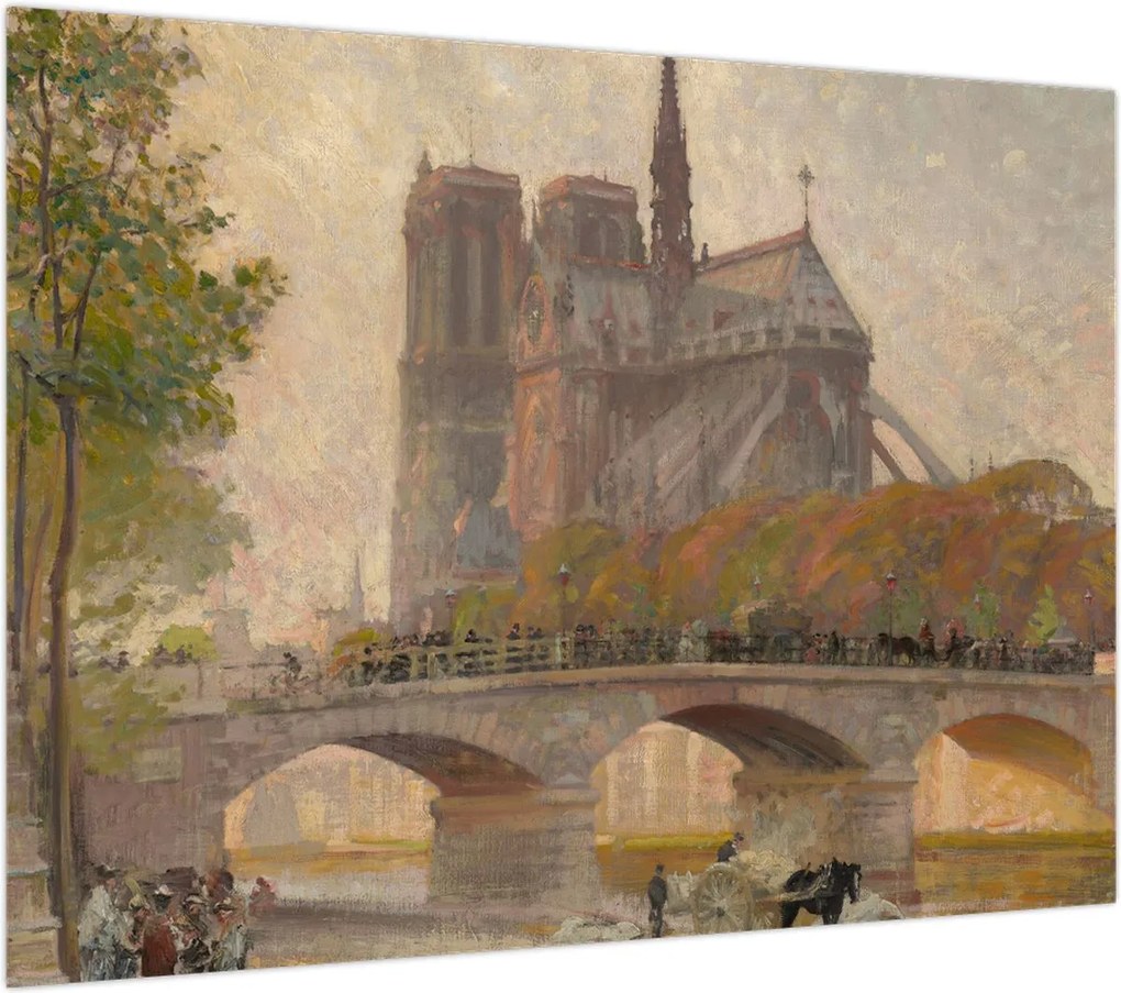 Obraz na szkle - Robert William Vonnoh, Notre Dame de Paris, reprodukcje (70x50 cm)