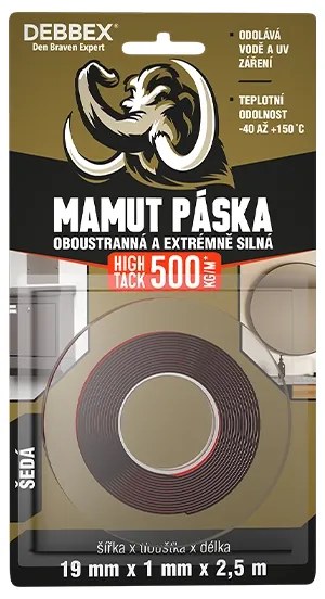 Taśma dwustronna MAMUT HIGH TACK, szara