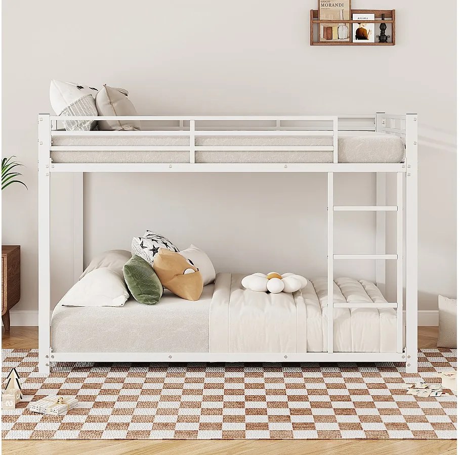 Łóżka piętrowe metalowe dla dzieci - 2 x 140 x 200 cm - klasyczne - metalowe - białe