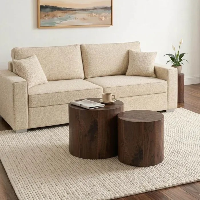 Zestaw Stolików Kawowych LEILA 38 cm/48 cm Orzech Loft