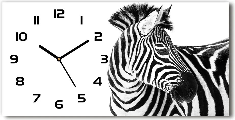 Zegar ścienny szklany cichy Zebra w śniegu