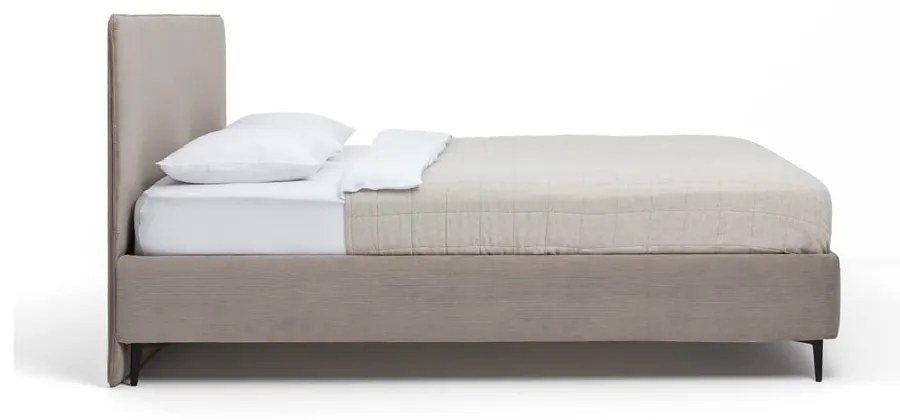 Szarobrązowe tapicerowane łóżko dwuosobowe ze stelażem 160x200 cm Noira Slim – Bonami Selection