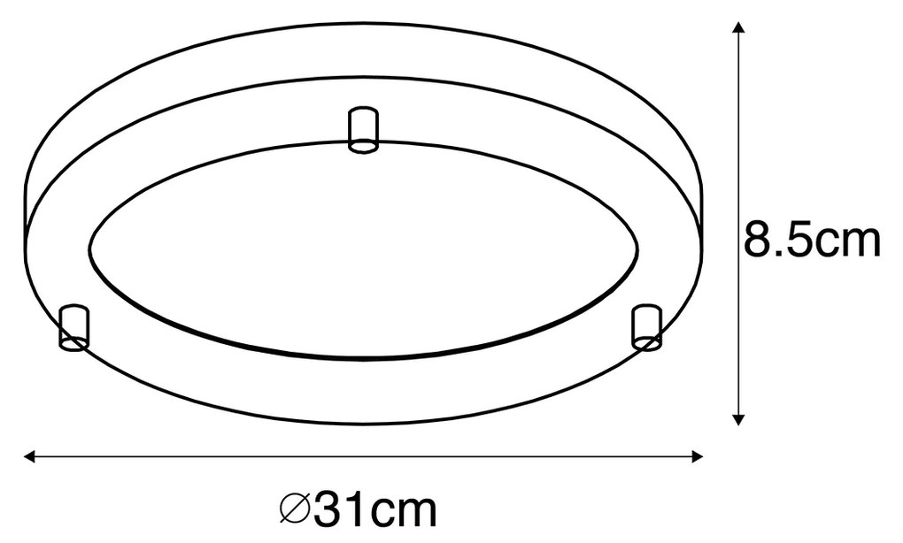 Inteligentny plafon złoty 31 cm IP44 w tym Wifi A60 - Yuma