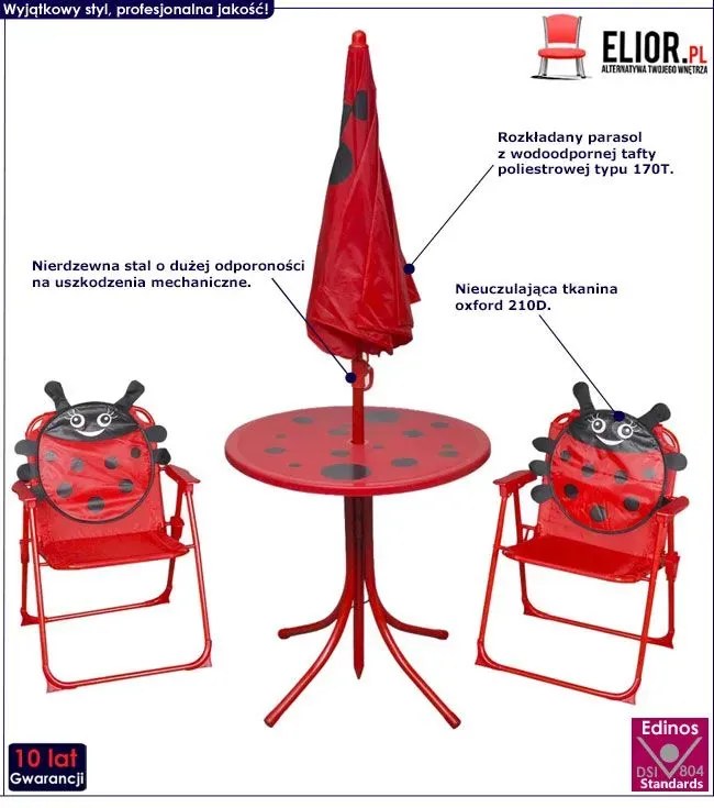 Zestaw mebli ogrodowych dla dzieci czerwony S6-H27