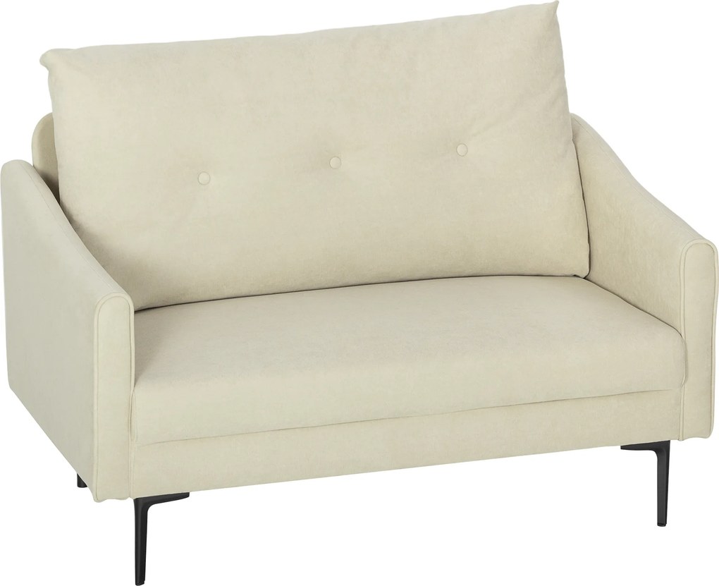 HOMCOM Sofa 2-osobowa z piankowym wypełnieniem i obiciem materiałowym, do salonu, sypialni, rama metalowa, kremowy