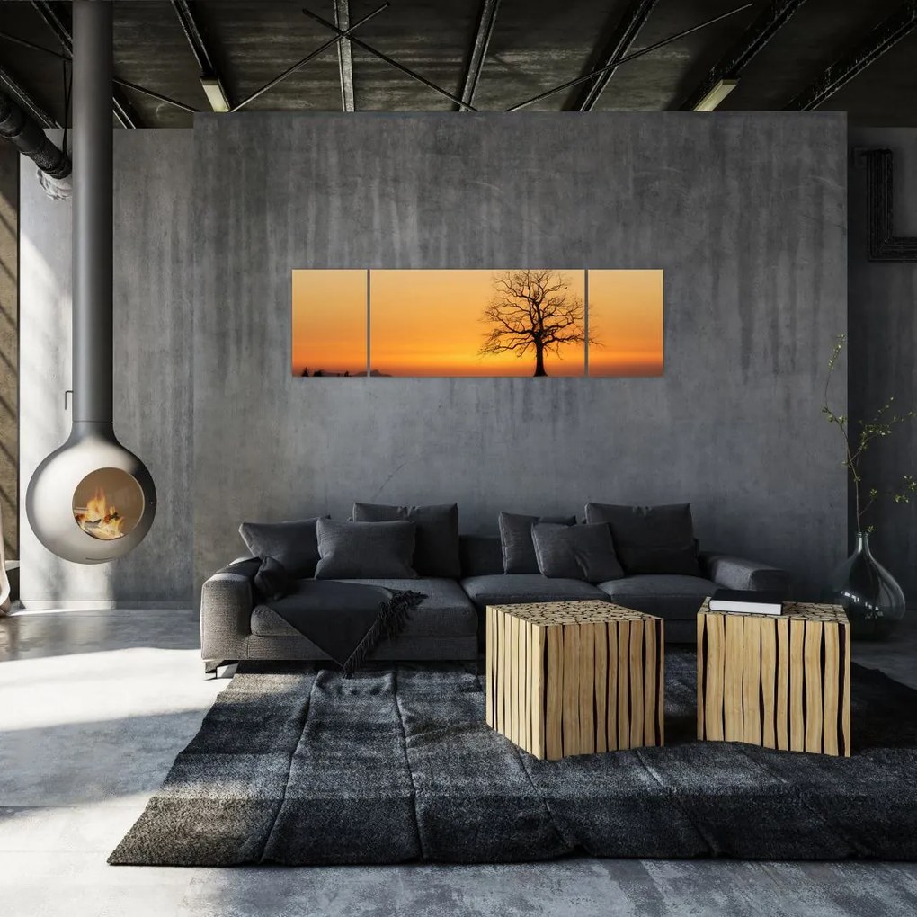 Obraz zachodu słońca na łące (170x50 cm)