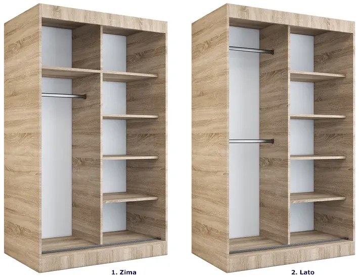 Szafa przesuwna 120 cm dąb sonoma + biel W0-P88