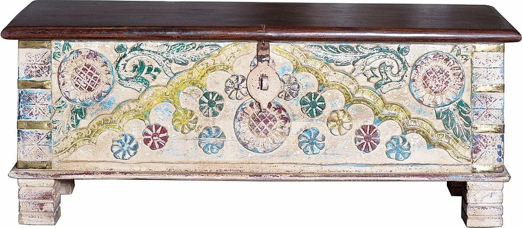 Skrzynia z wielokolorowego drewna manguier