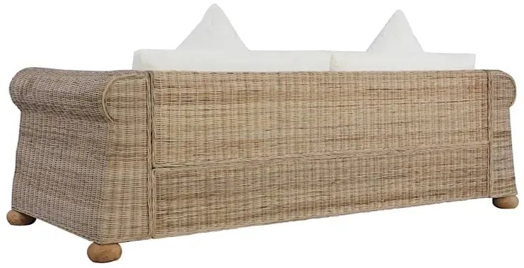 Brązowa 3-osobowa sofa z rattanu - Asha