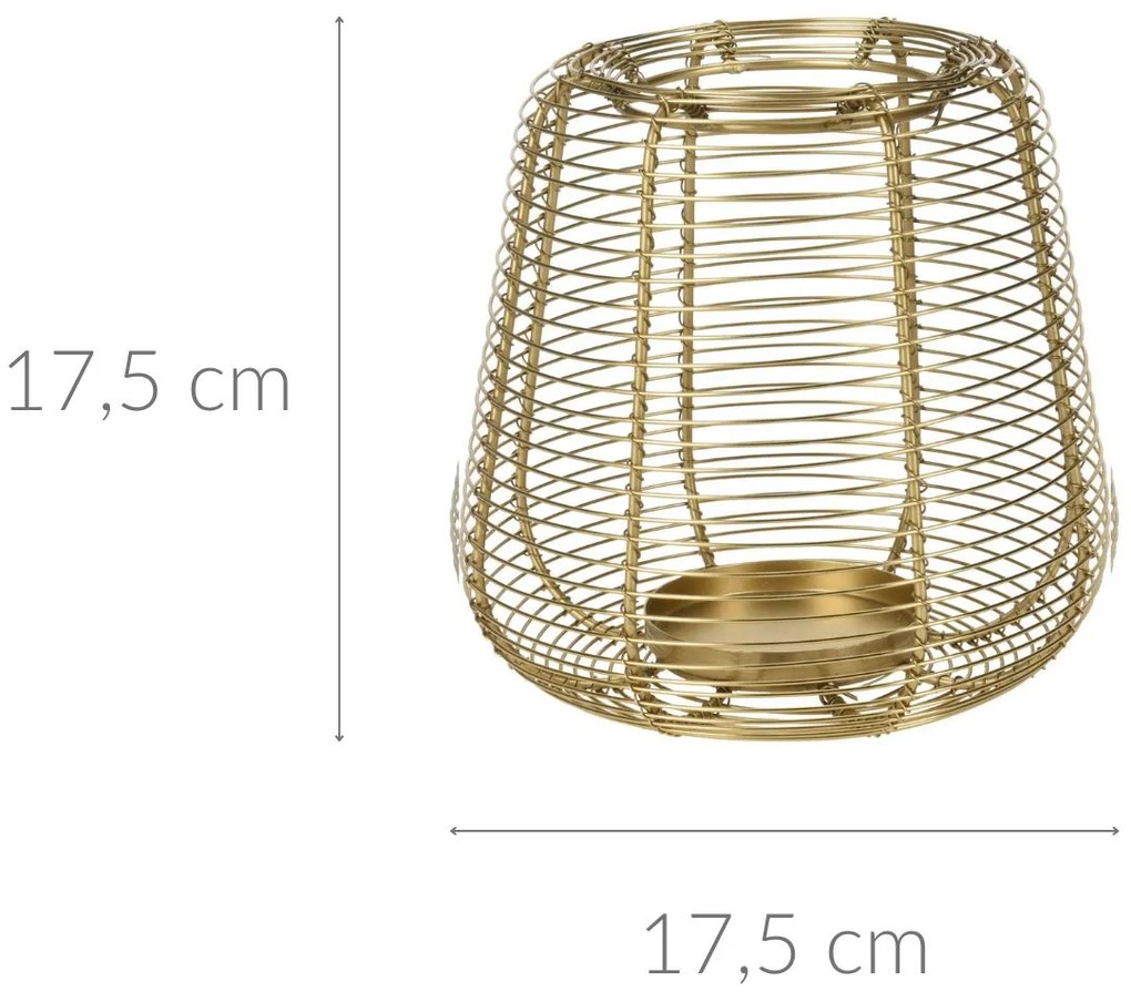 Złoty lampion na świeczkę, metal