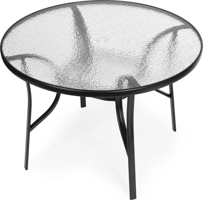 Stolik ogrodowy okrągły 105 cm z otworem na parasol Tulum 080, czarny