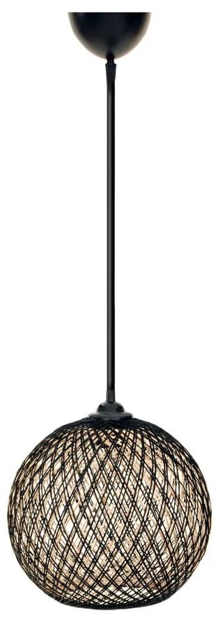 Czarno-ciemnobrązowa lampa wisząca z kloszem z juty ø 24 cm – Opviq lights