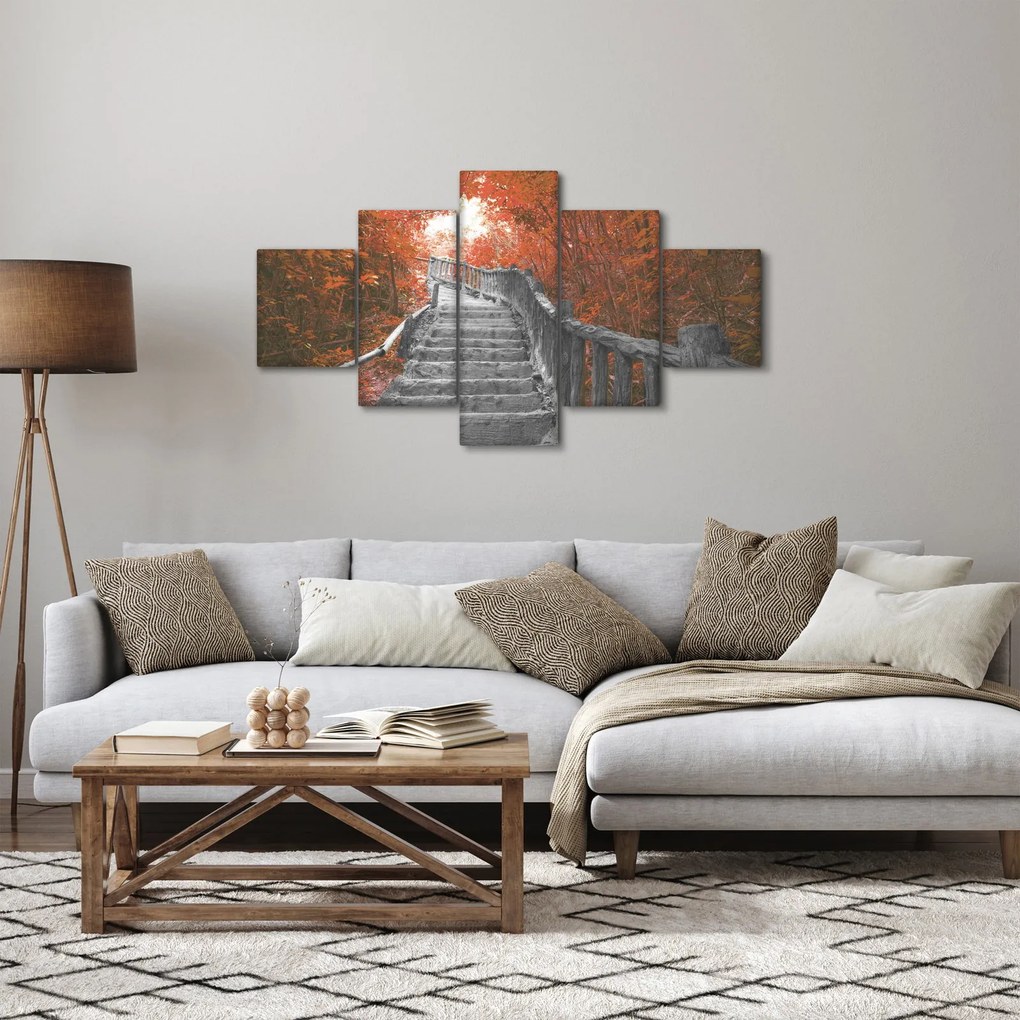 Obraz - Schody w naturze, pomarańczowy (125x70 cm)