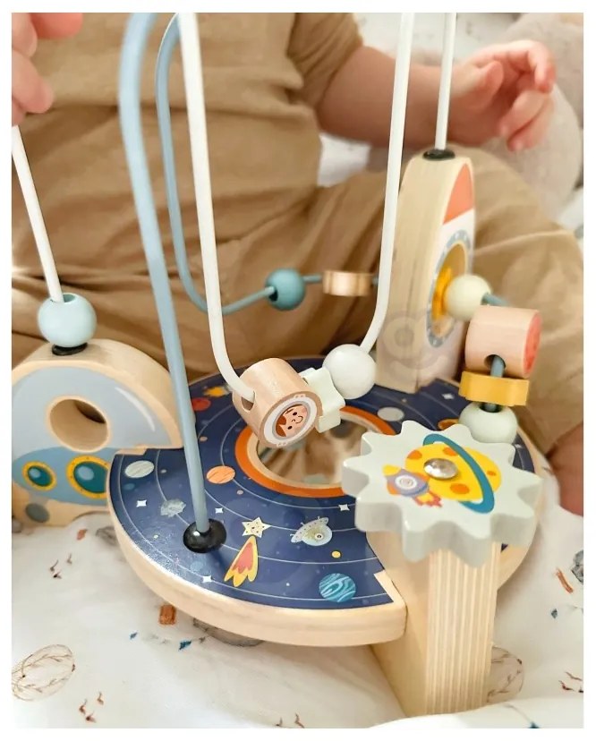 Tooky toy drewniana rakieta pętla motoryczna labirynt