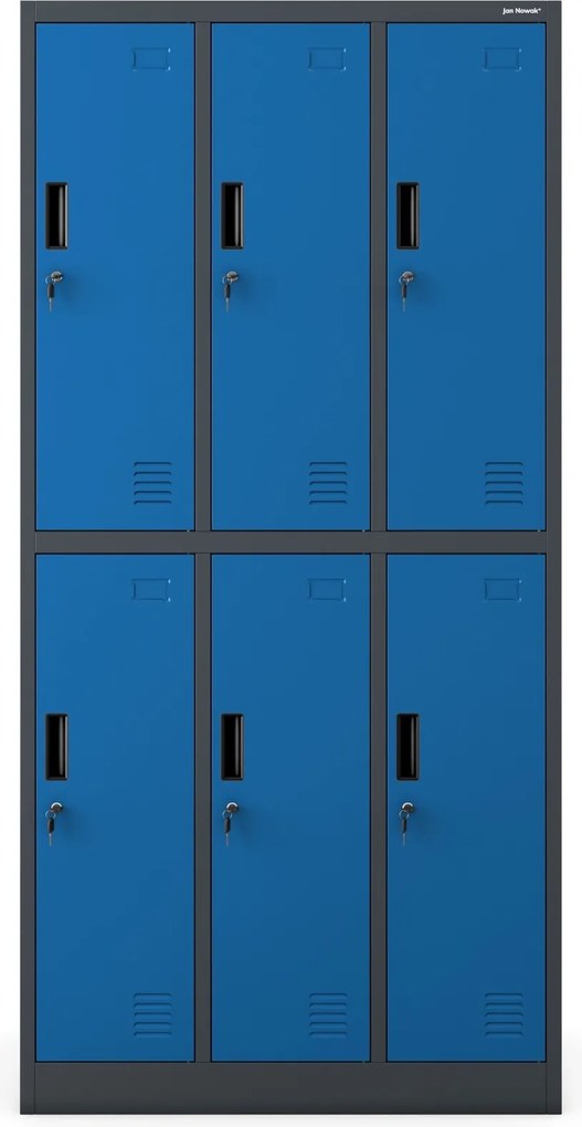 Szafa szkolna 6-skrytkowa Igor 90x45x185 cm, antracyt/niebieski