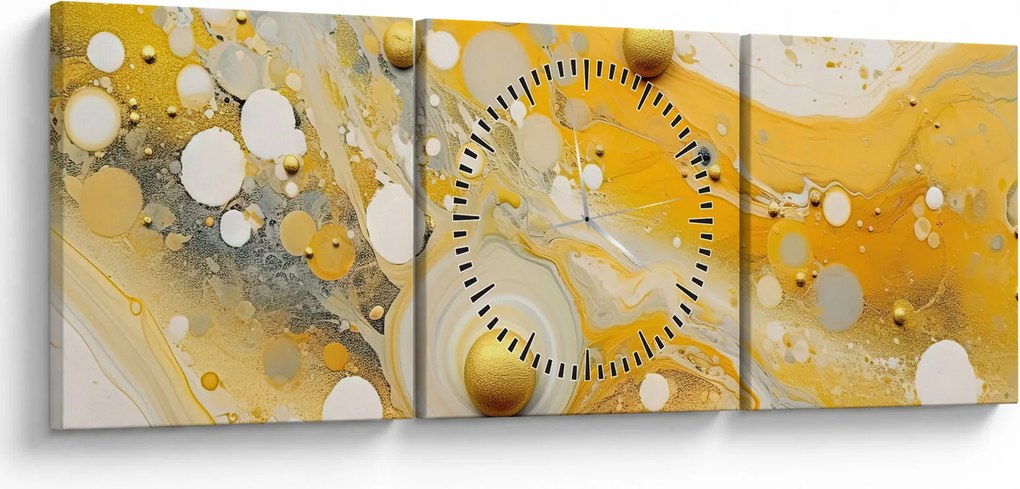 Obraz - Abstrakcyjne tło ze złotą dekoracją (z zegarem) (90x30 cm)
