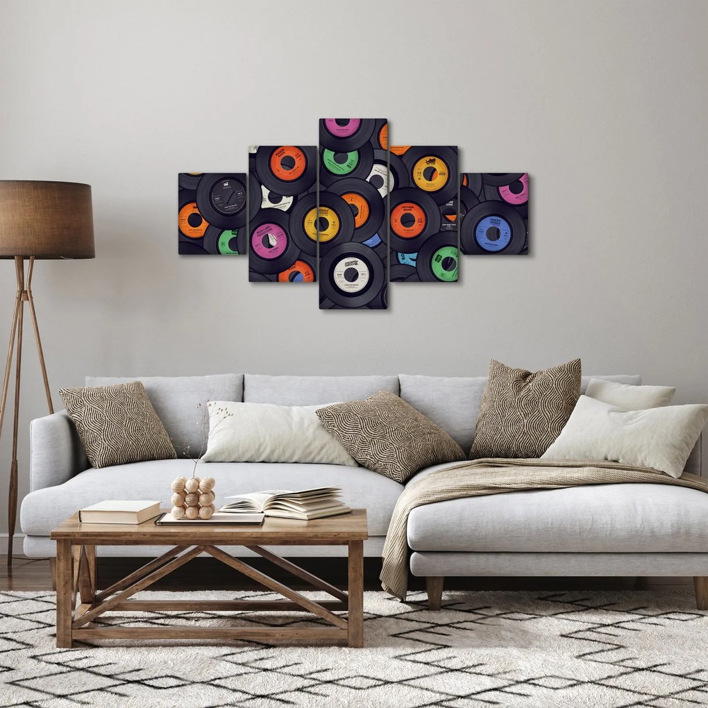 Obraz - Muzyczne płyty gramofonowe (125x70 cm)