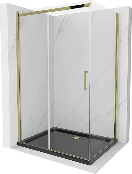 Mexen Omega kabina prysznicowa rozsuwana 120 x 90 cm, transparent, złota + brodzik Flat, czarny - 825-120-090-50-00-4070G