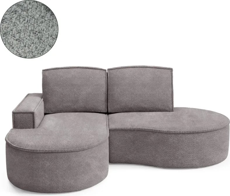 Narożnik MOLLY Lewostronny bez funkcji spania, wolnostojący tkanina ABRIAMO 07 Szary