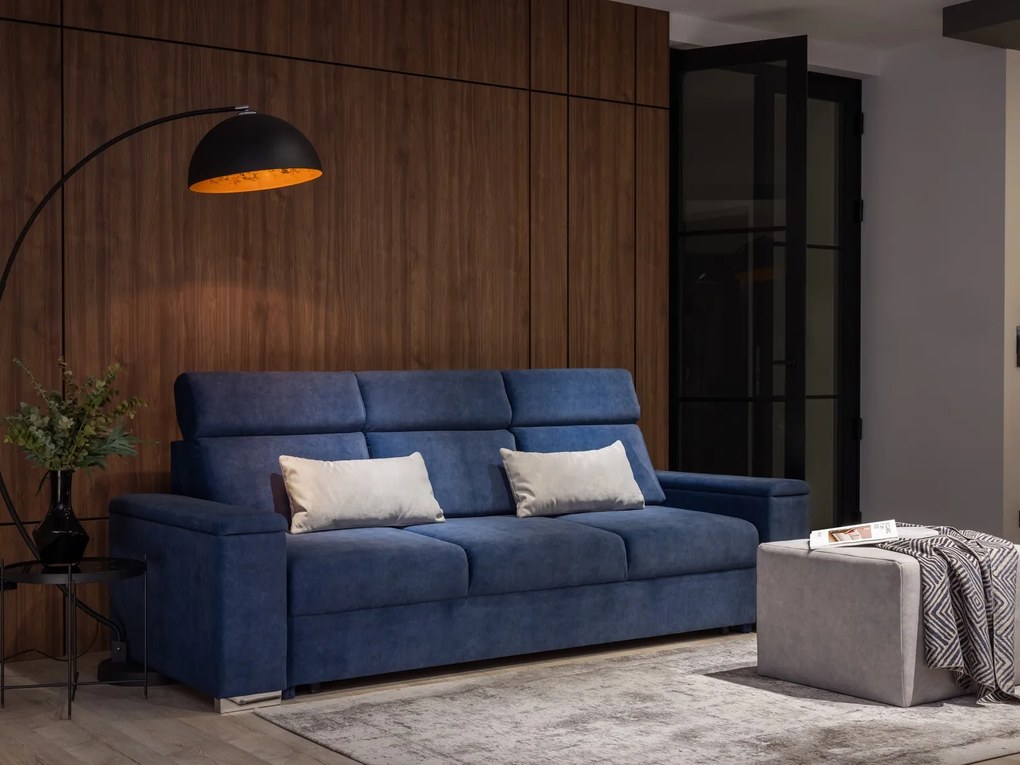 Sofa 3 os. z funkcją spania i ruchomymi zagłówkami Swing