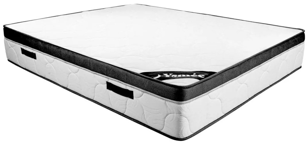 Zestaw 140 x 190 cm stelaż ze skrzynią naturalny jasny + materac piankowy o grub. 30 cm - SOLAK marki YSMÉE